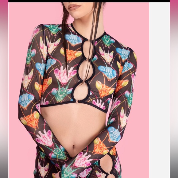 Burning Man/Festival Bandika Top and Skirt Mesh Cutout Set - Picture 5 of 9